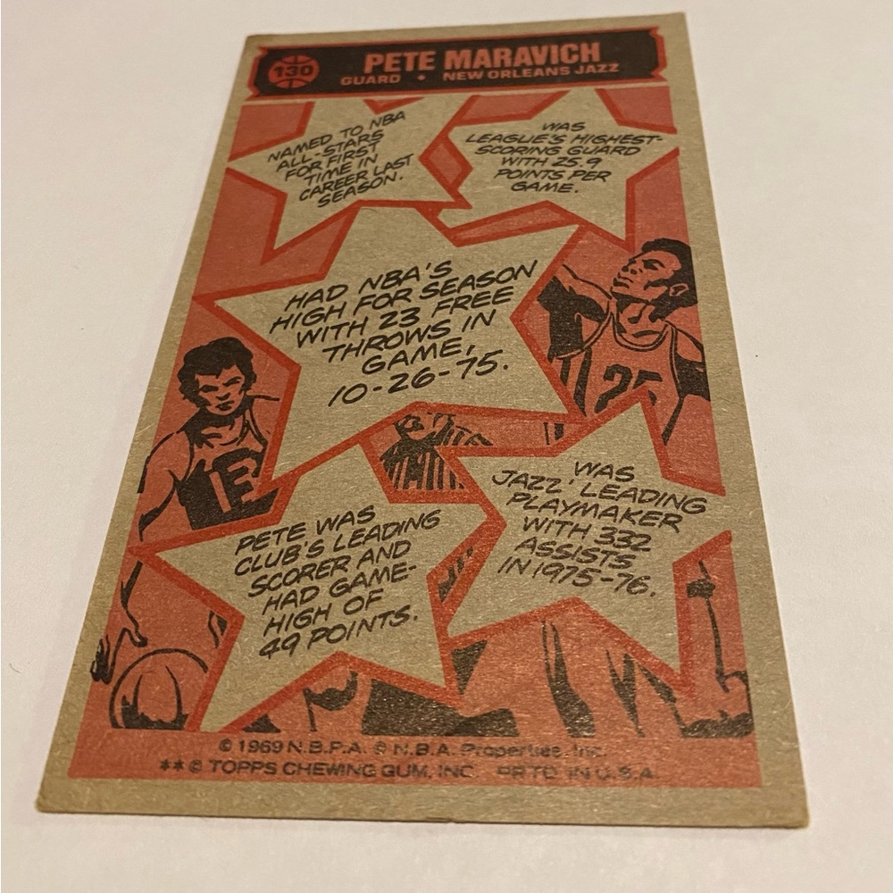 Pete Maravich 1976-77 Topps Basketball Card # 130 New Orleans Jazz Vintage - Picture 3 of 3